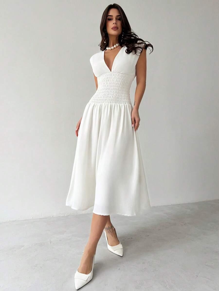BIAŁA SUKIENKA V-NECK