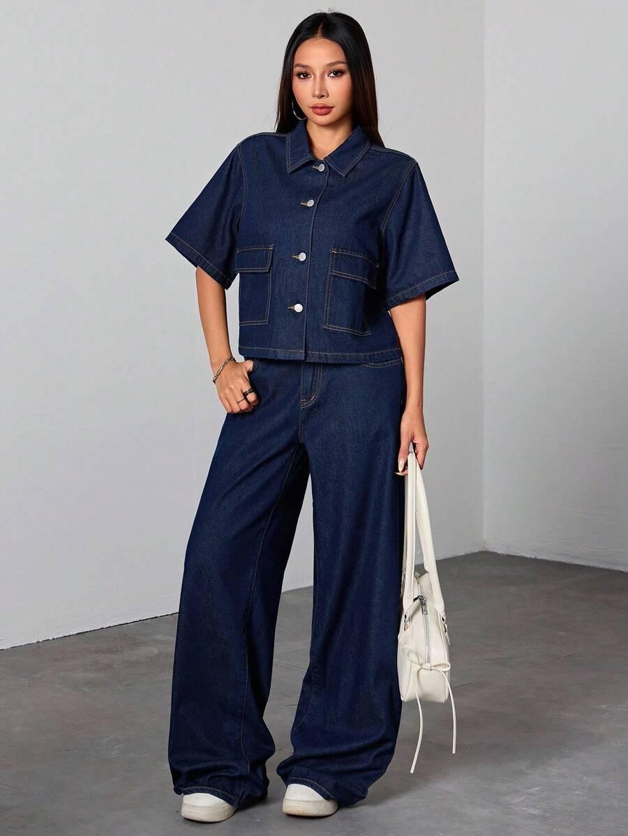 GRANATOWA KURTKA JEANS