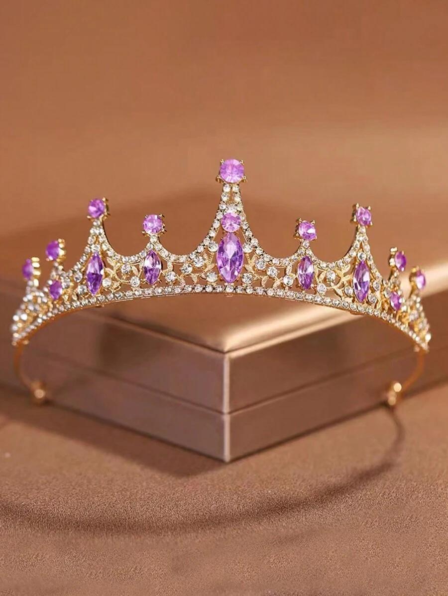 złota tiara fioletowe kamienie