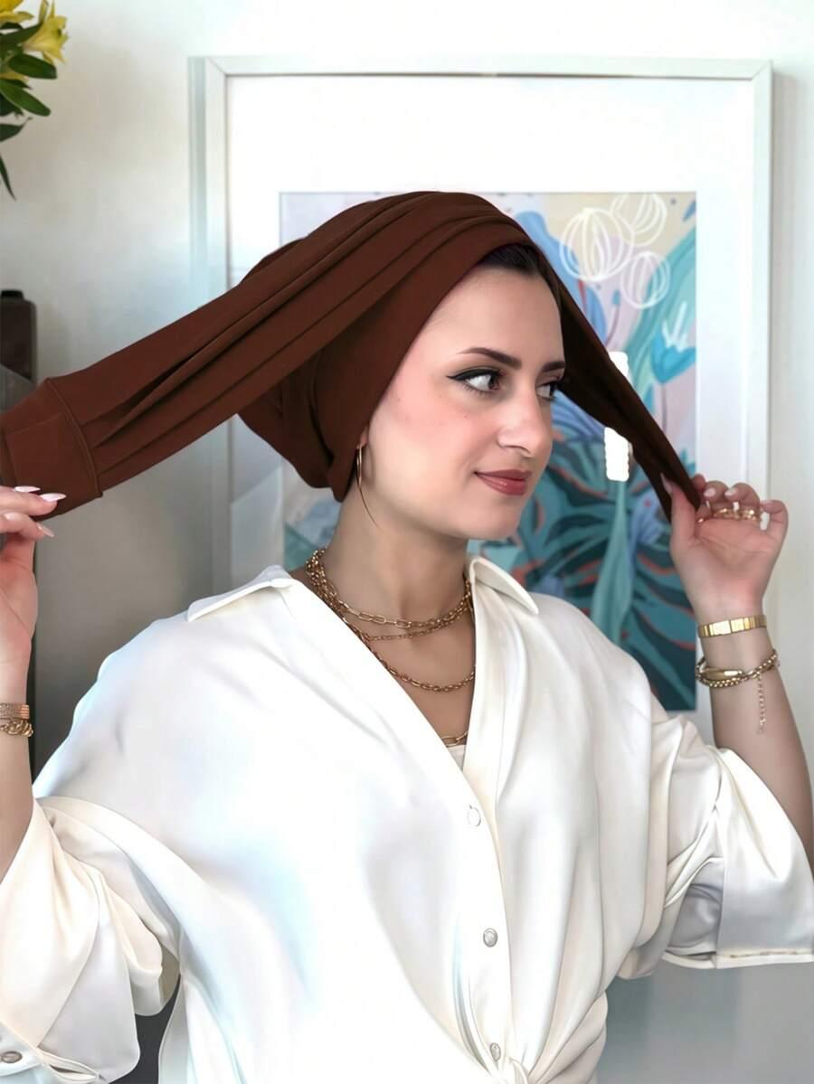 brązowy turban na głowę