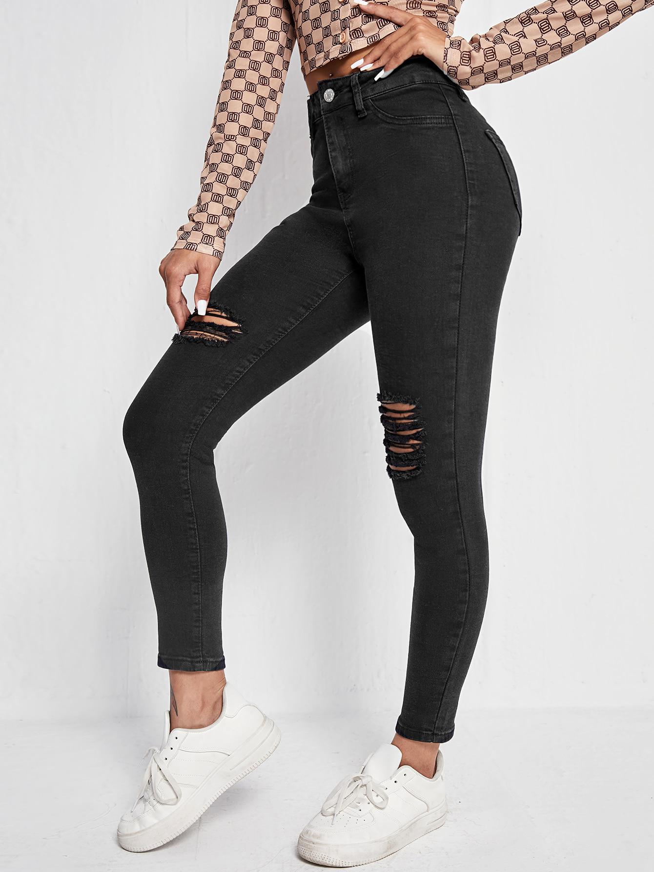SPODNIE JEANS RURKI RIPPED