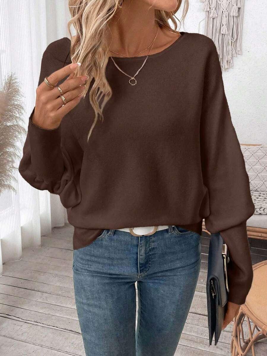 BRĄZOWY SWETER DŁUGI RĘKAW