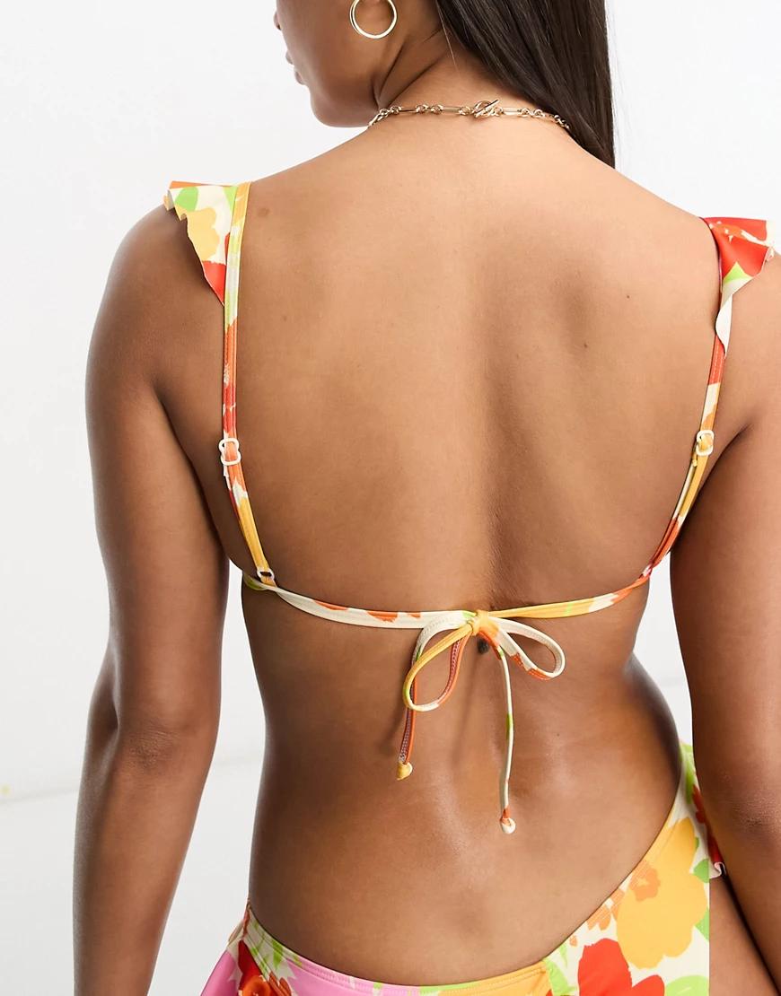 góra od bikini wiązanie falbana print