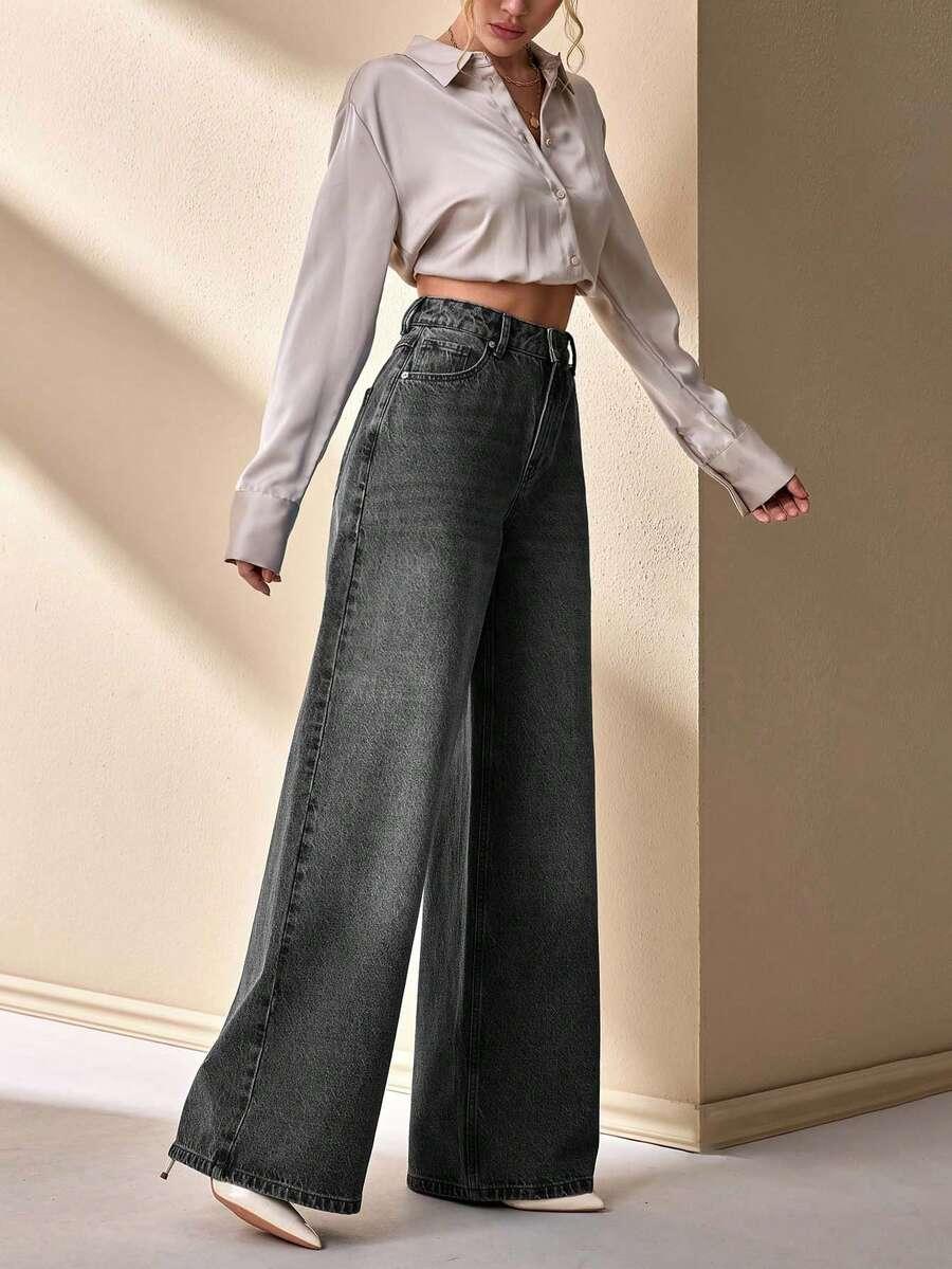 spodnie jeans wysoki stan