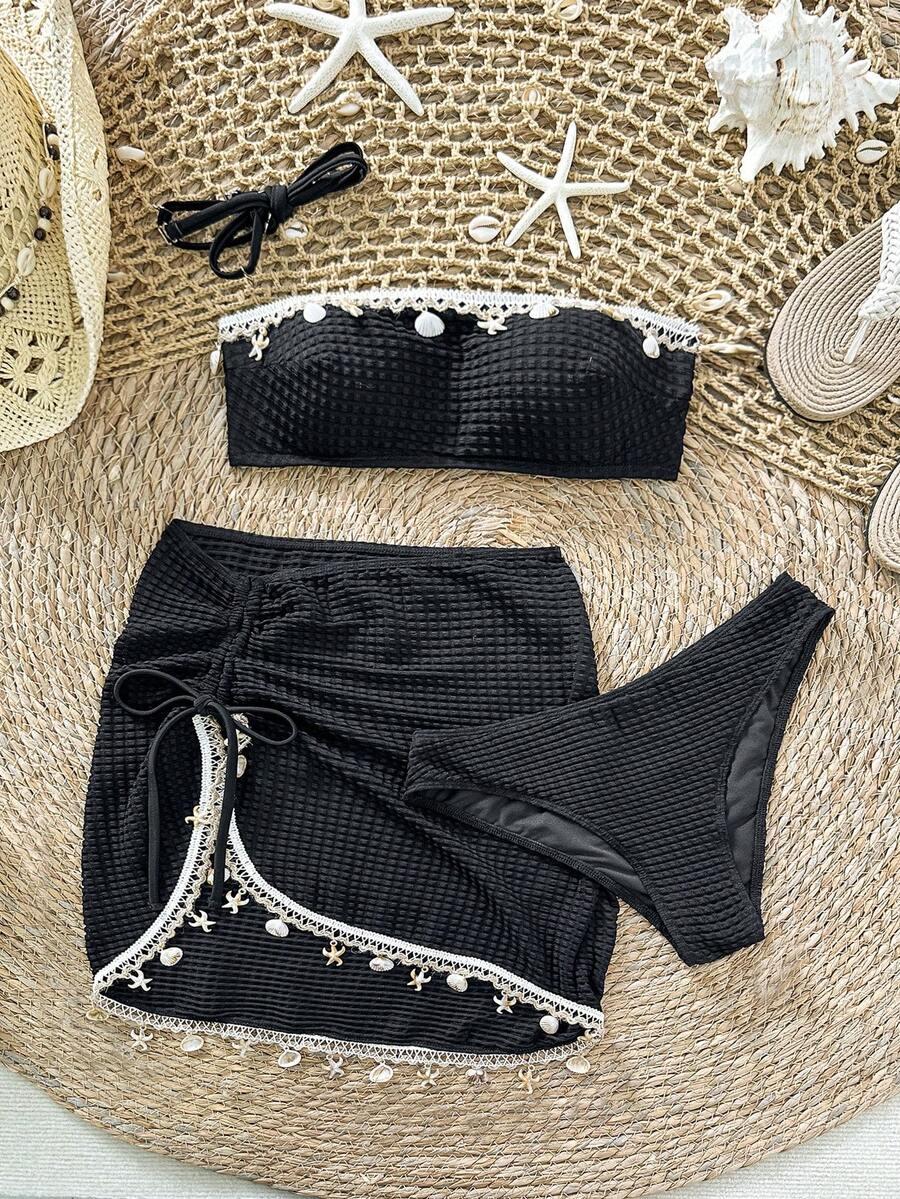KOMPLET BIKINI ZE SPÓDNICĄ PLAŻOWĄ