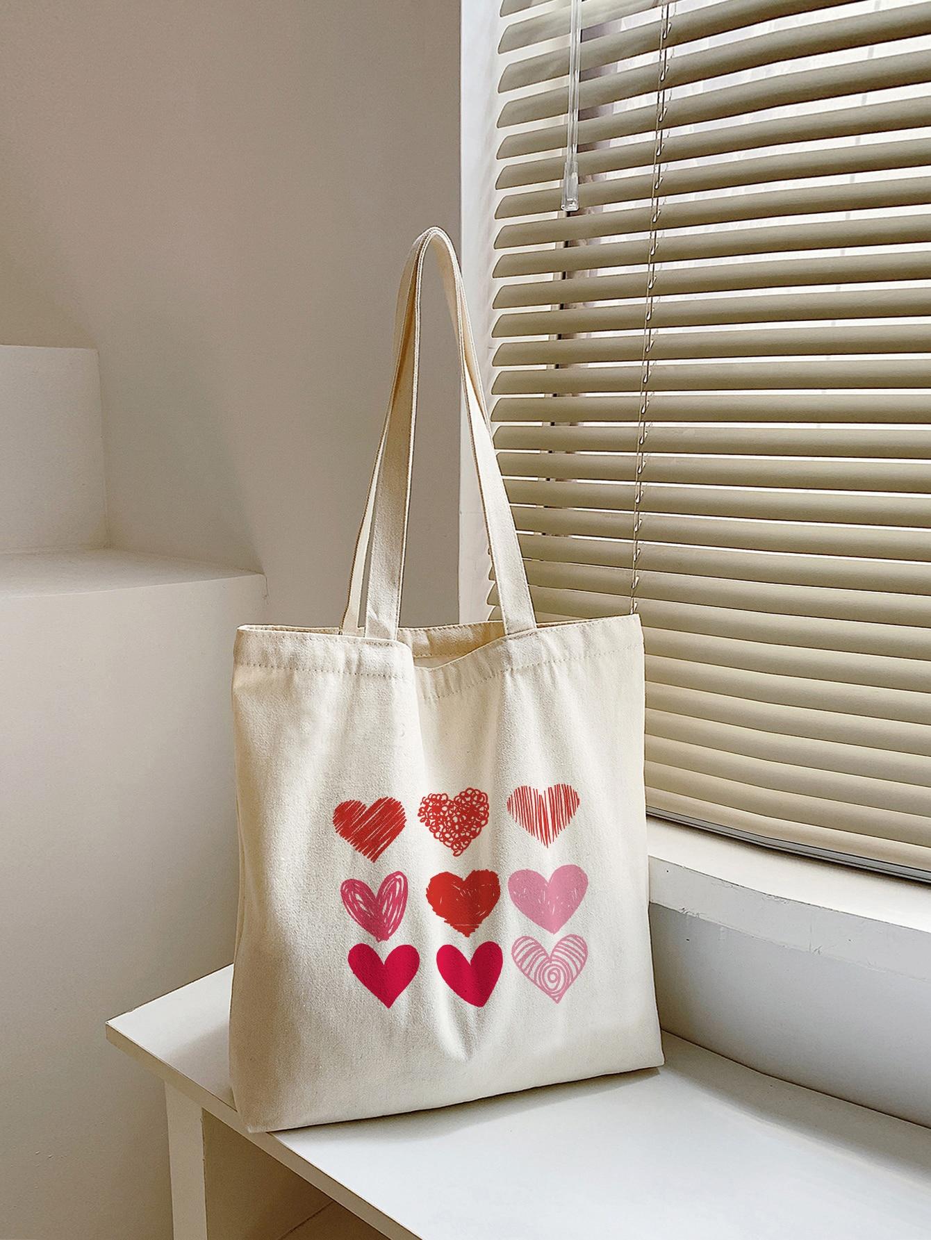 torebka shopper wzór serca