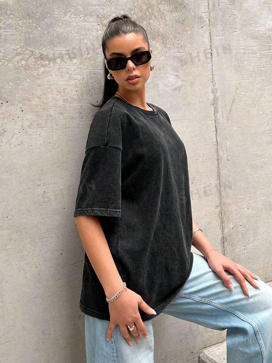 czarny t-shirt washed