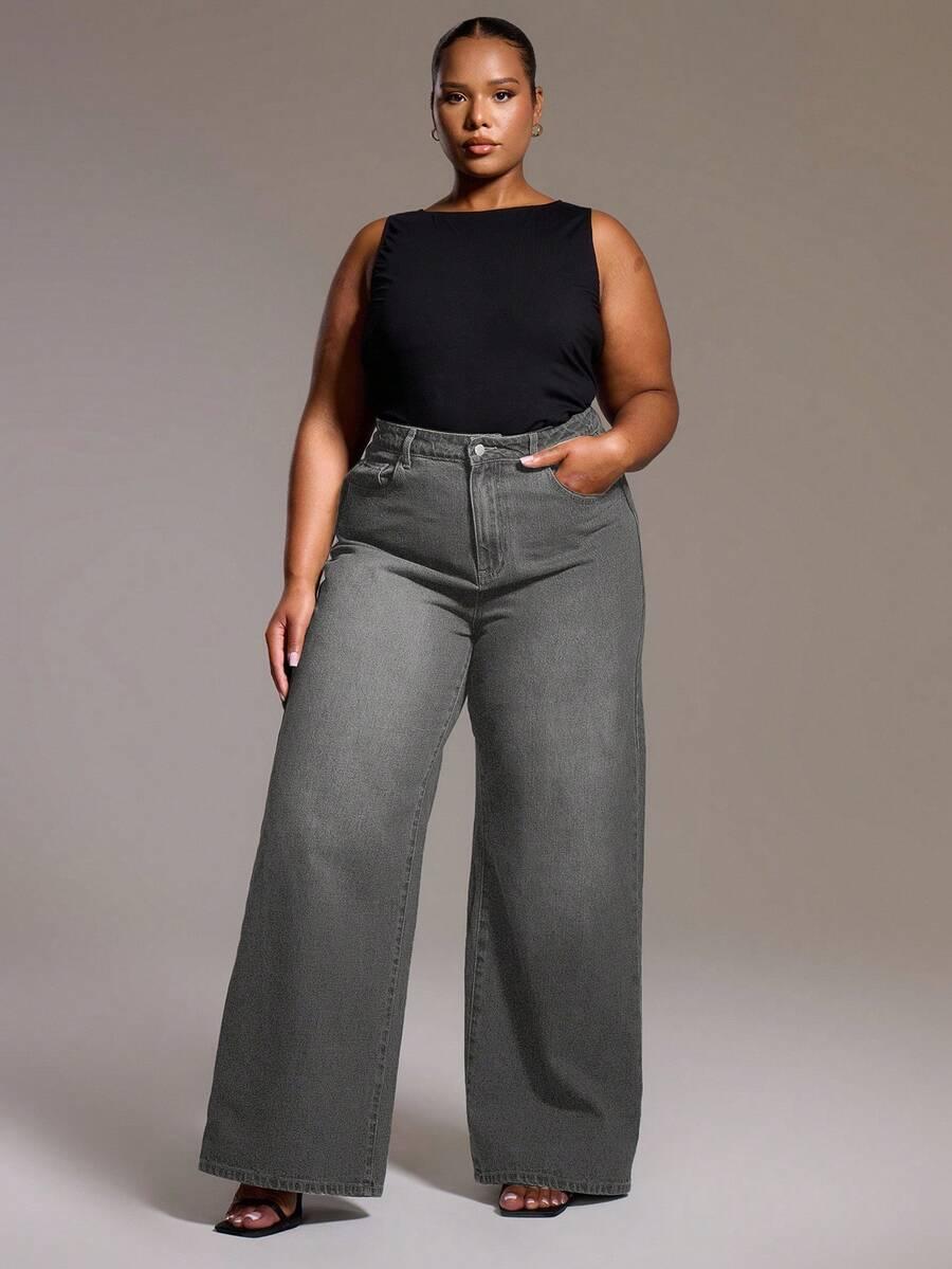 SZARE SPODNIE JEANS 