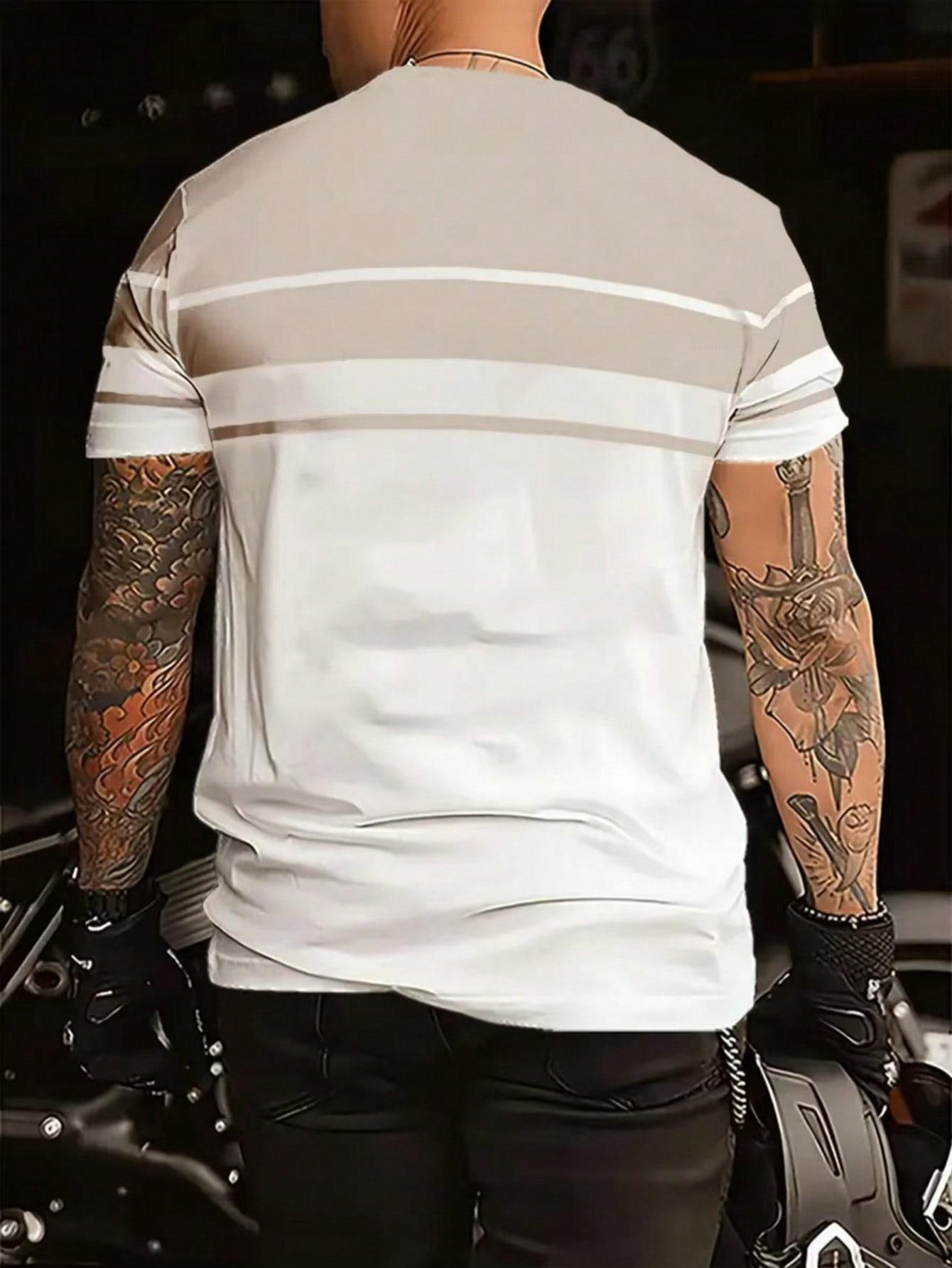 t-shirt okrągły dekolt nadruk