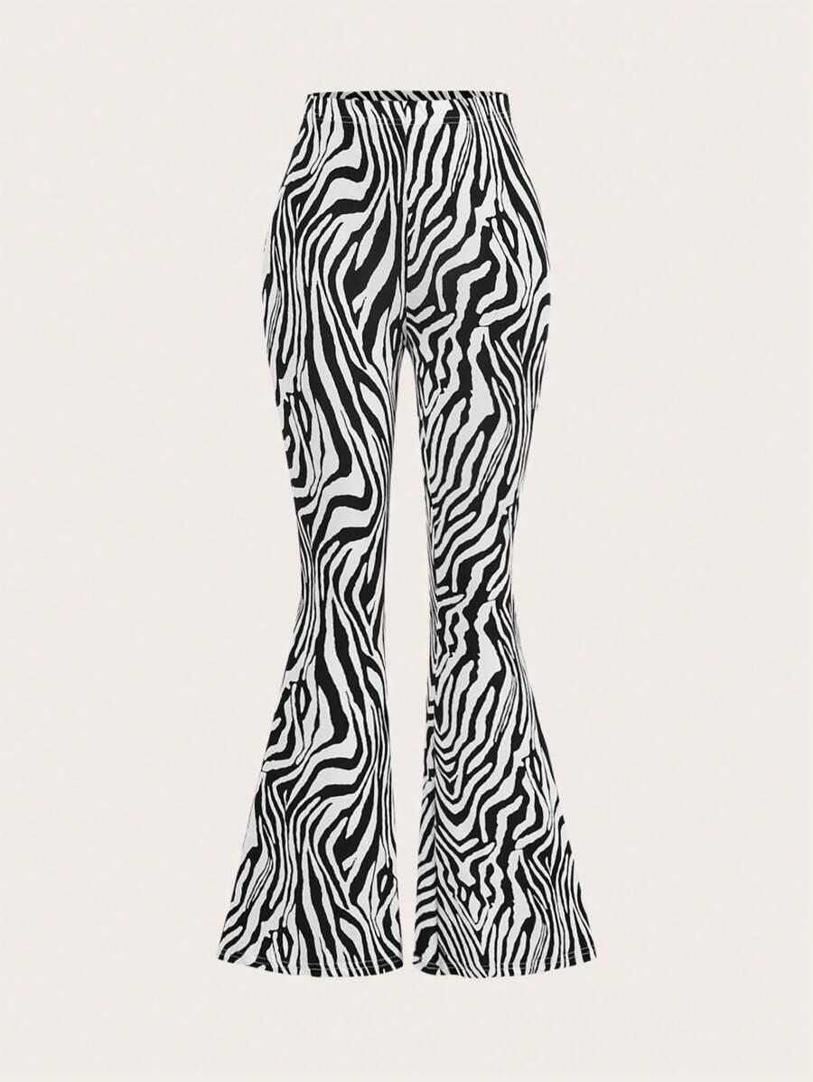 spodnie dzwony animal print