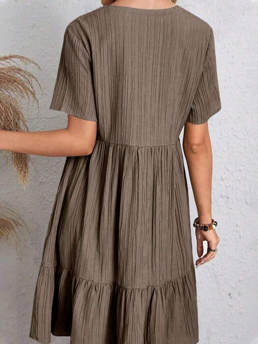 BRĄZOWA SUKIENKA V-NECK 