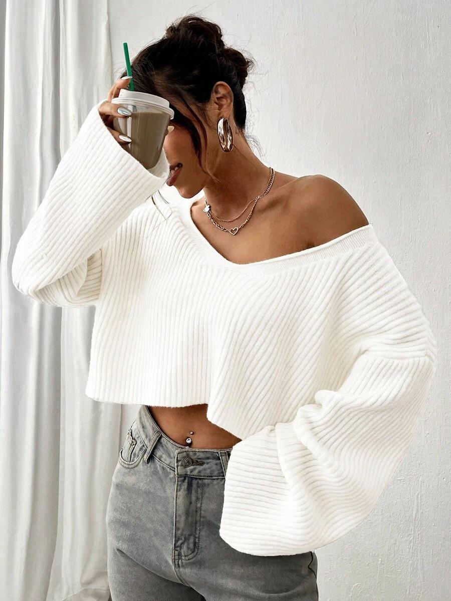 ECRU SWETER V-NECK