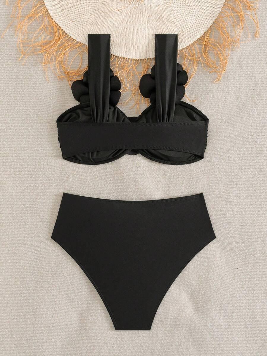 DWUCZĘŚCIOWE BIKINI KWIATY 3D