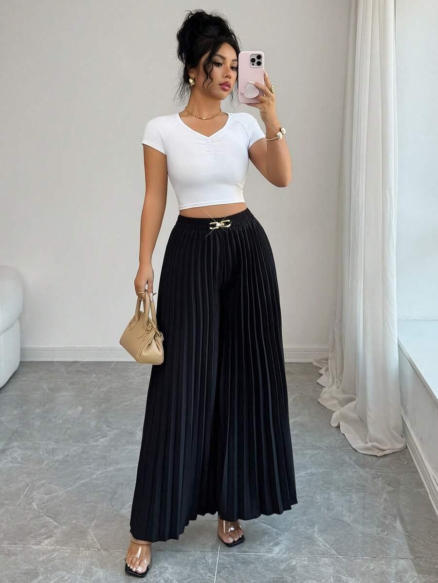 CZARNE ELEGANCKIE SPODNIE