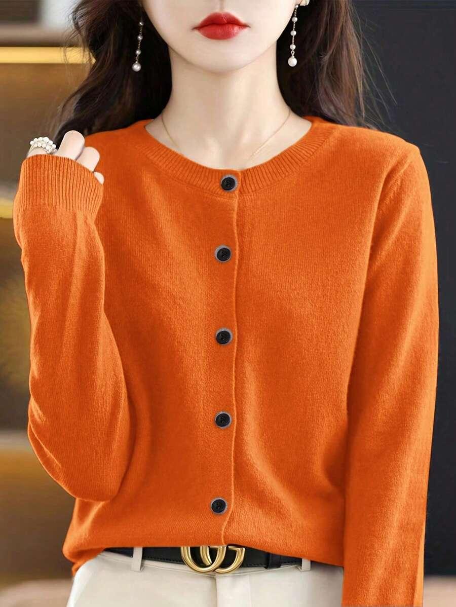 POMARAŃCZOWY sweter guziki 