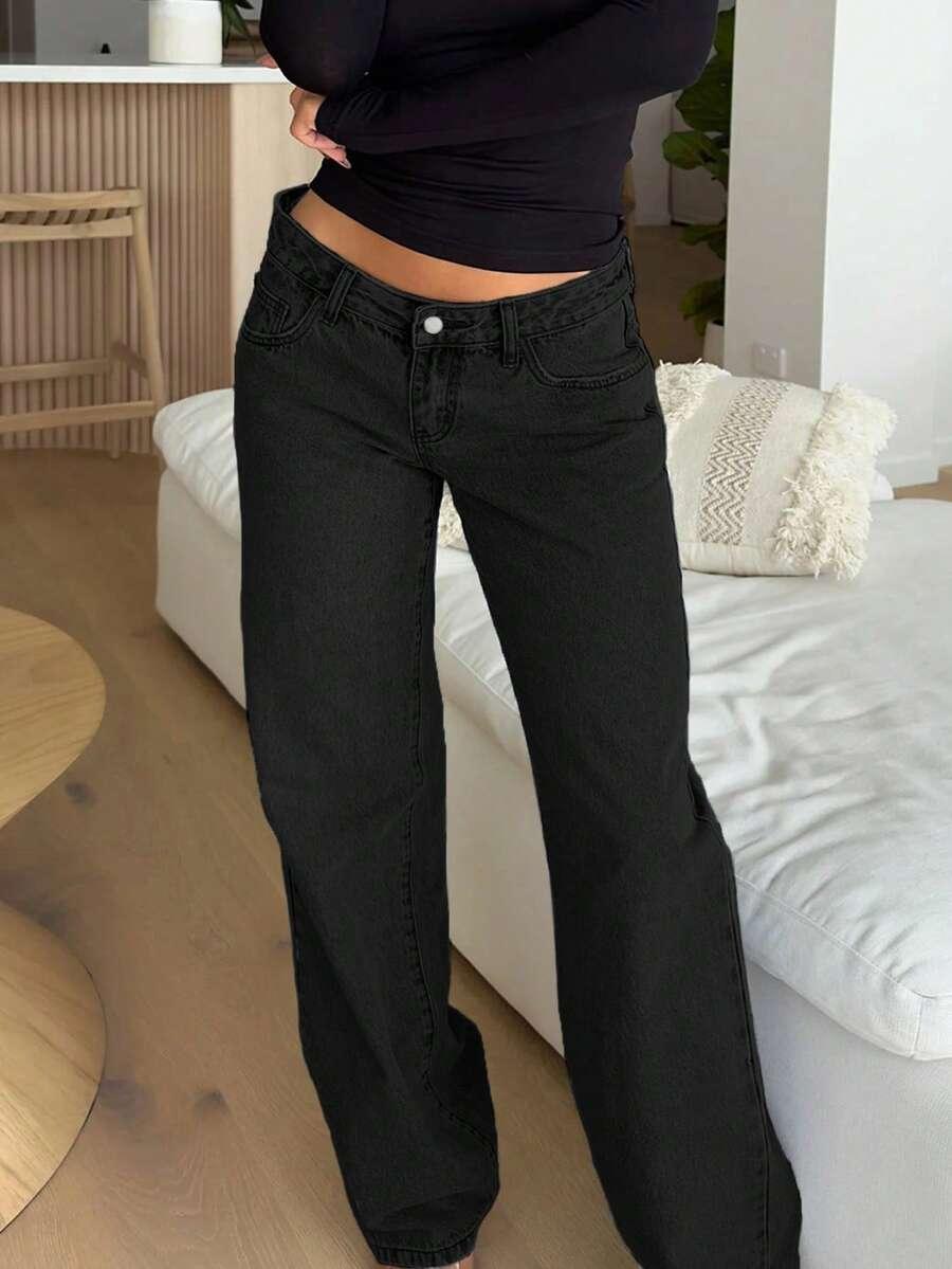 czarne spodnie jeansy