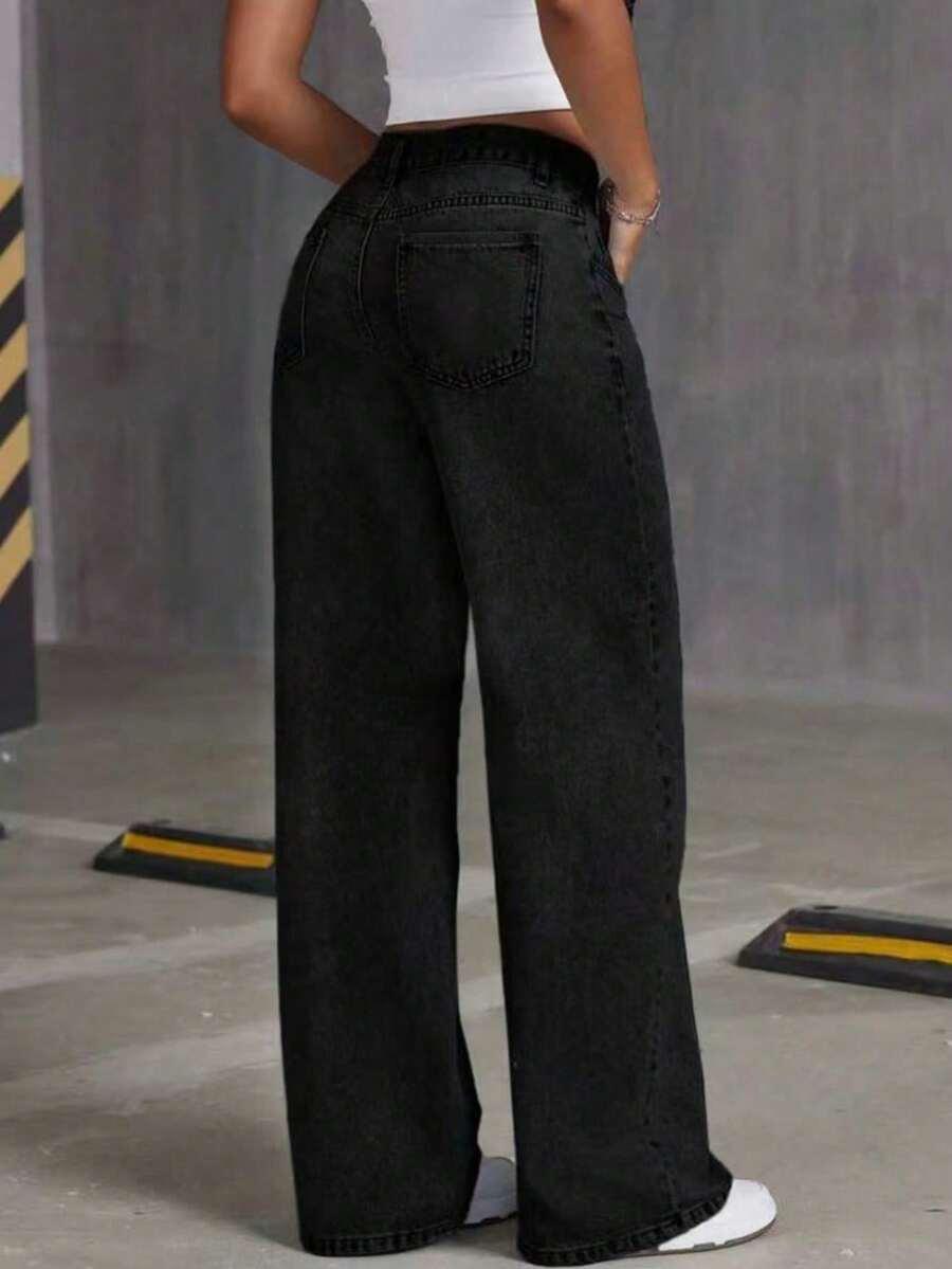 CZARNE SPODNIE JEANS 
