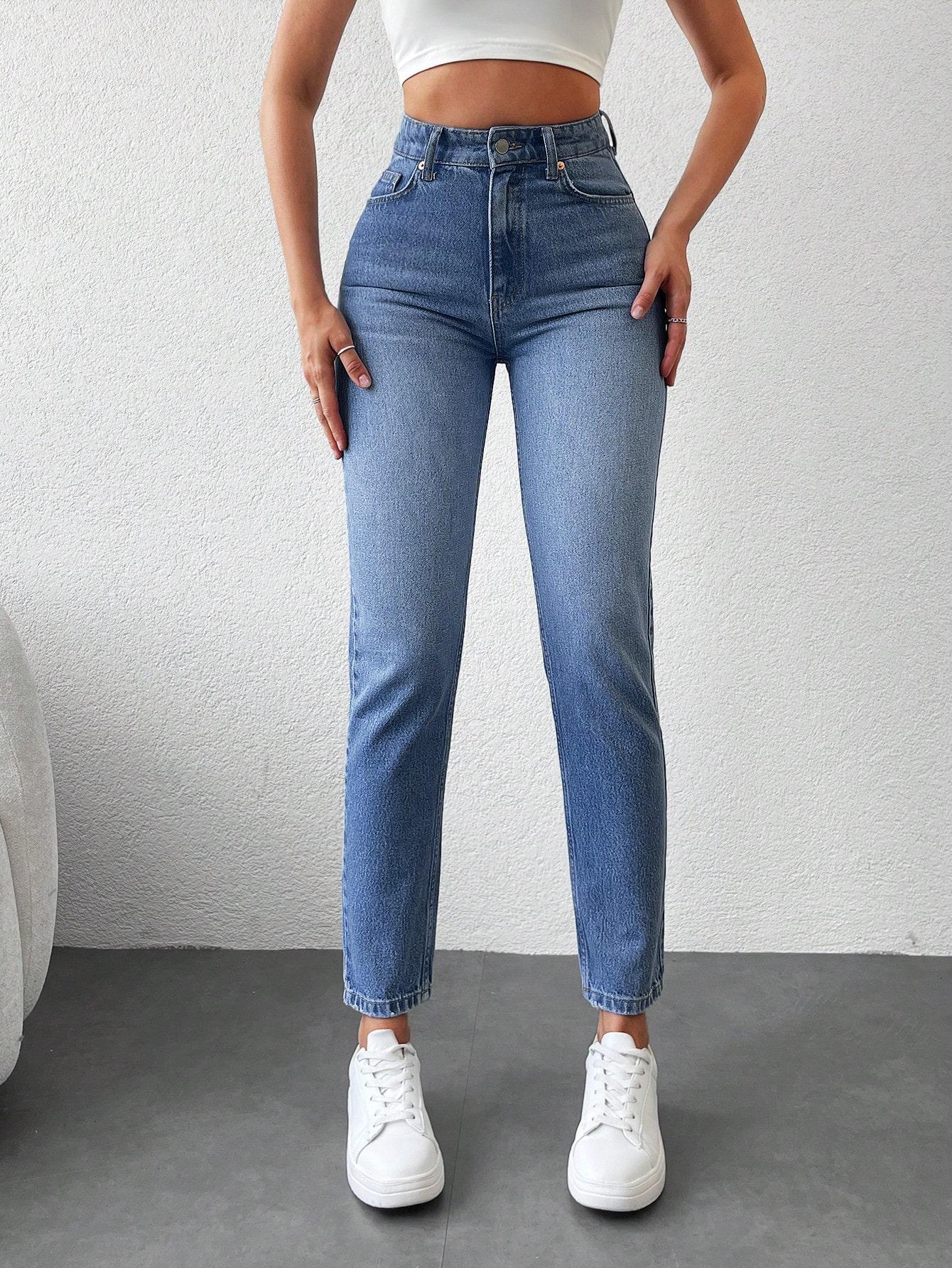 SPODNIE MOM JEANS HIGH WAIST KIESZENIE