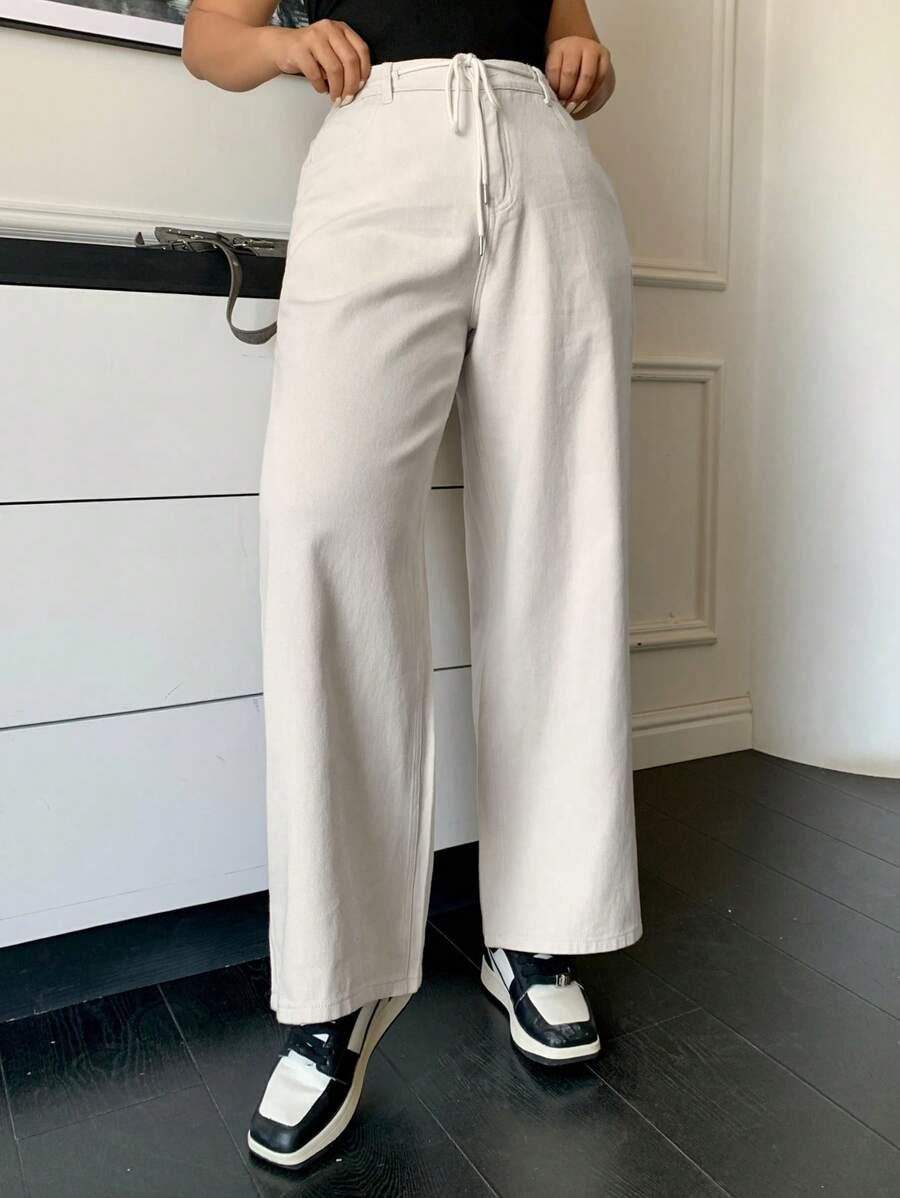 BEŻOWE SPODNIE JEANS