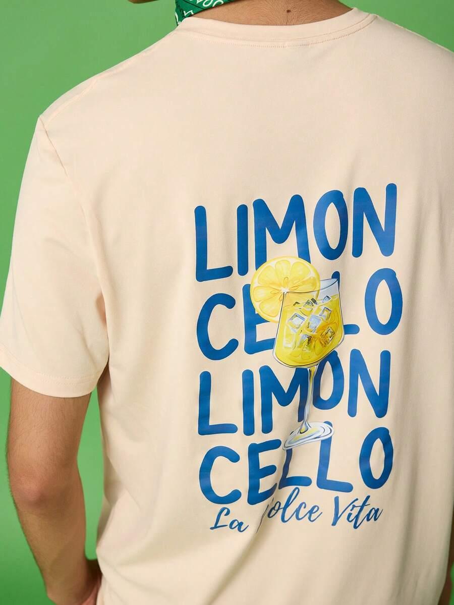beżowy t-shirt print