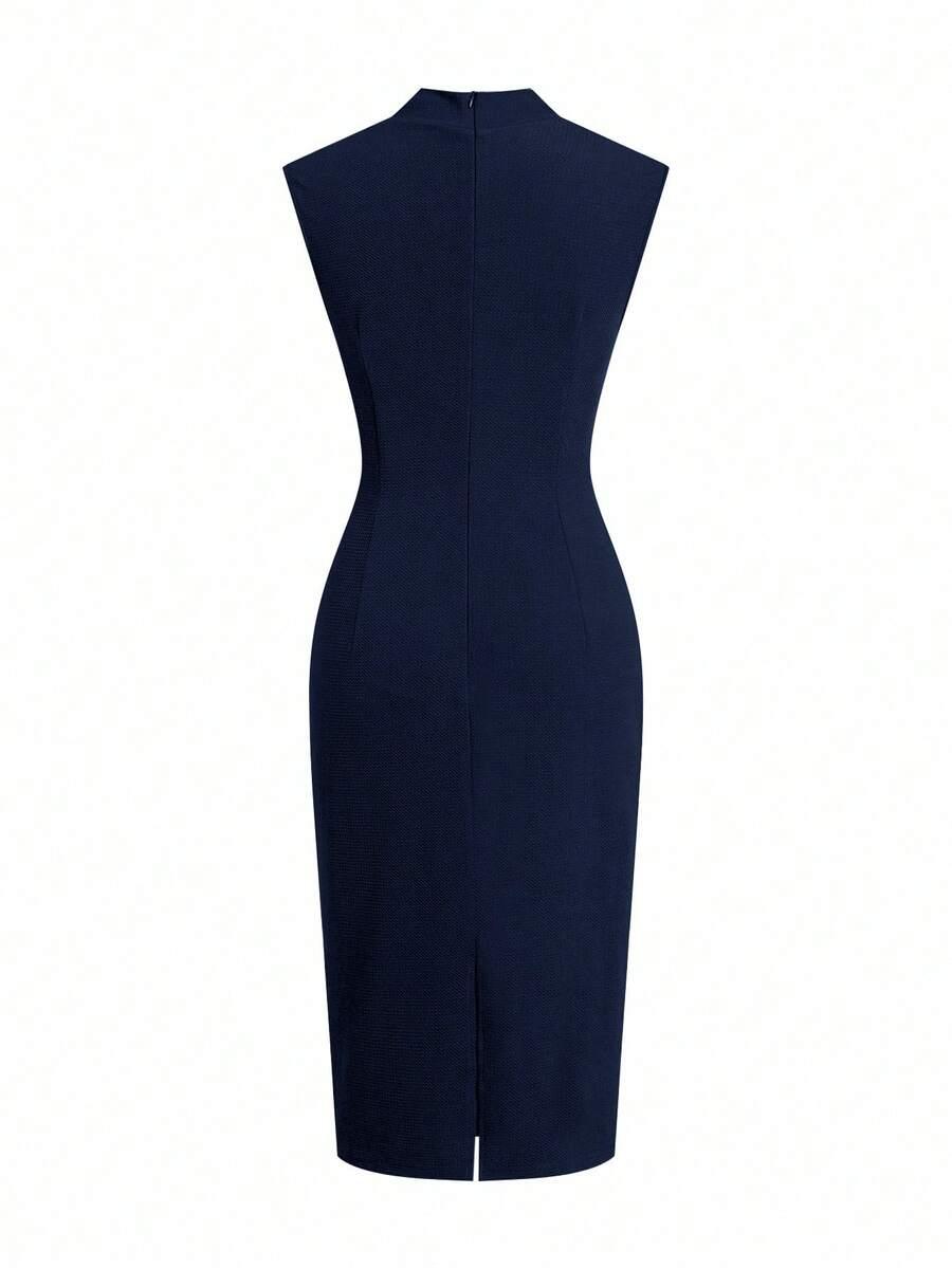 granatowa midi sukienka