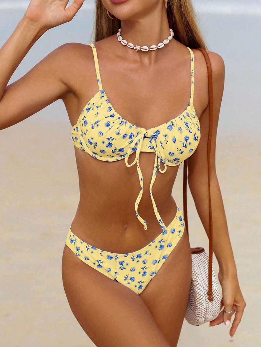 dół od bikini floral print