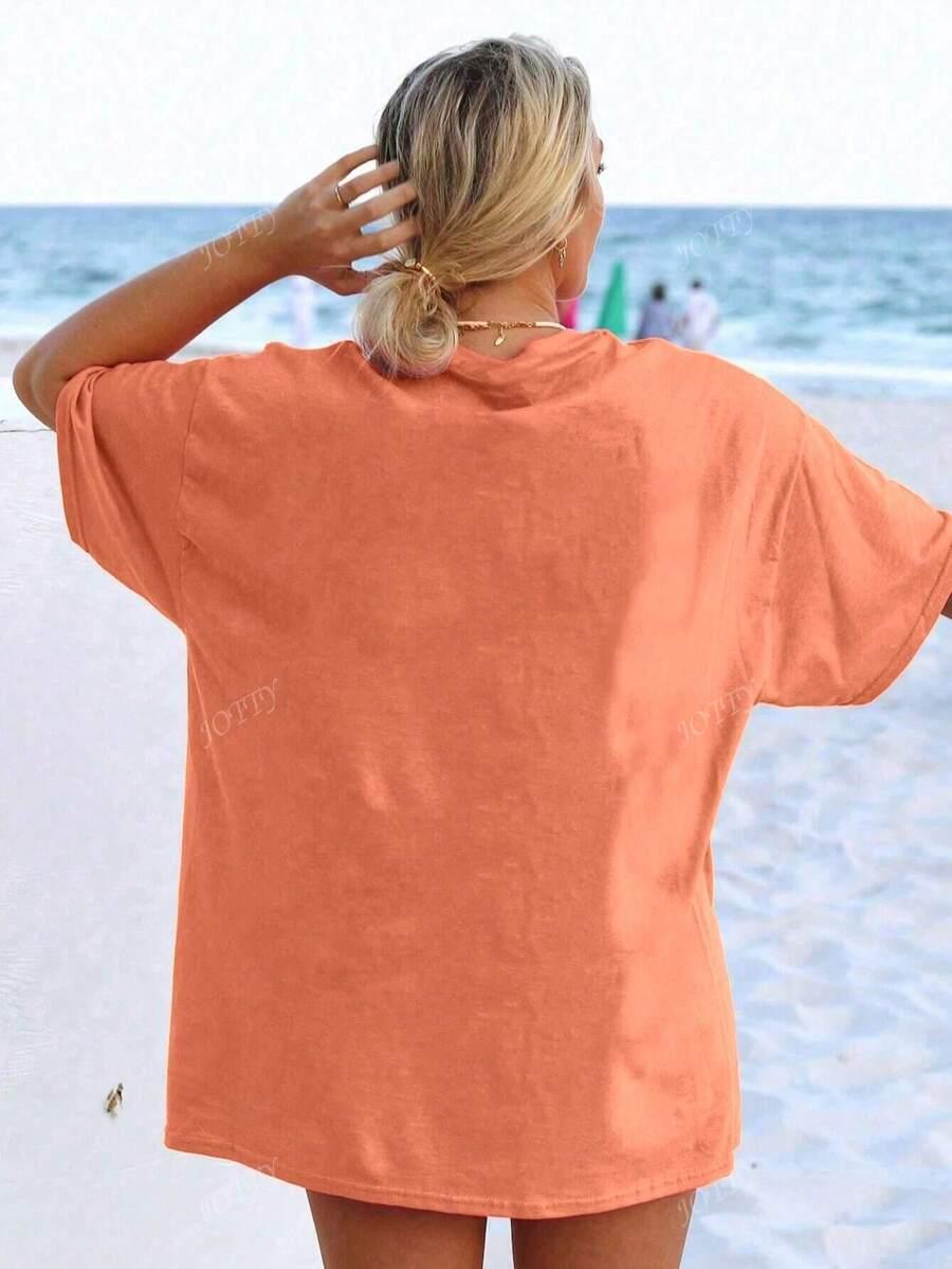 POMARAŃCZOWY T-SHIRT NAPIS