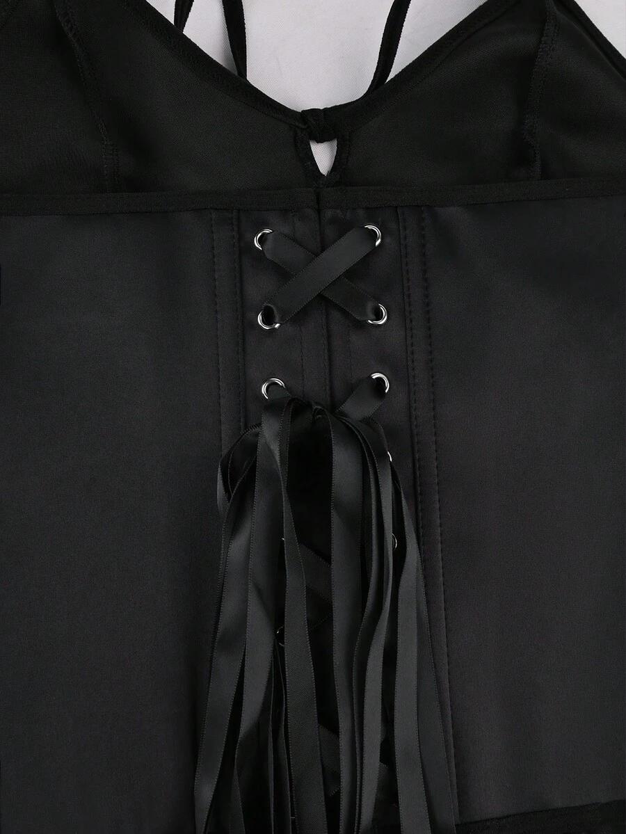 czarny gorsetowy top