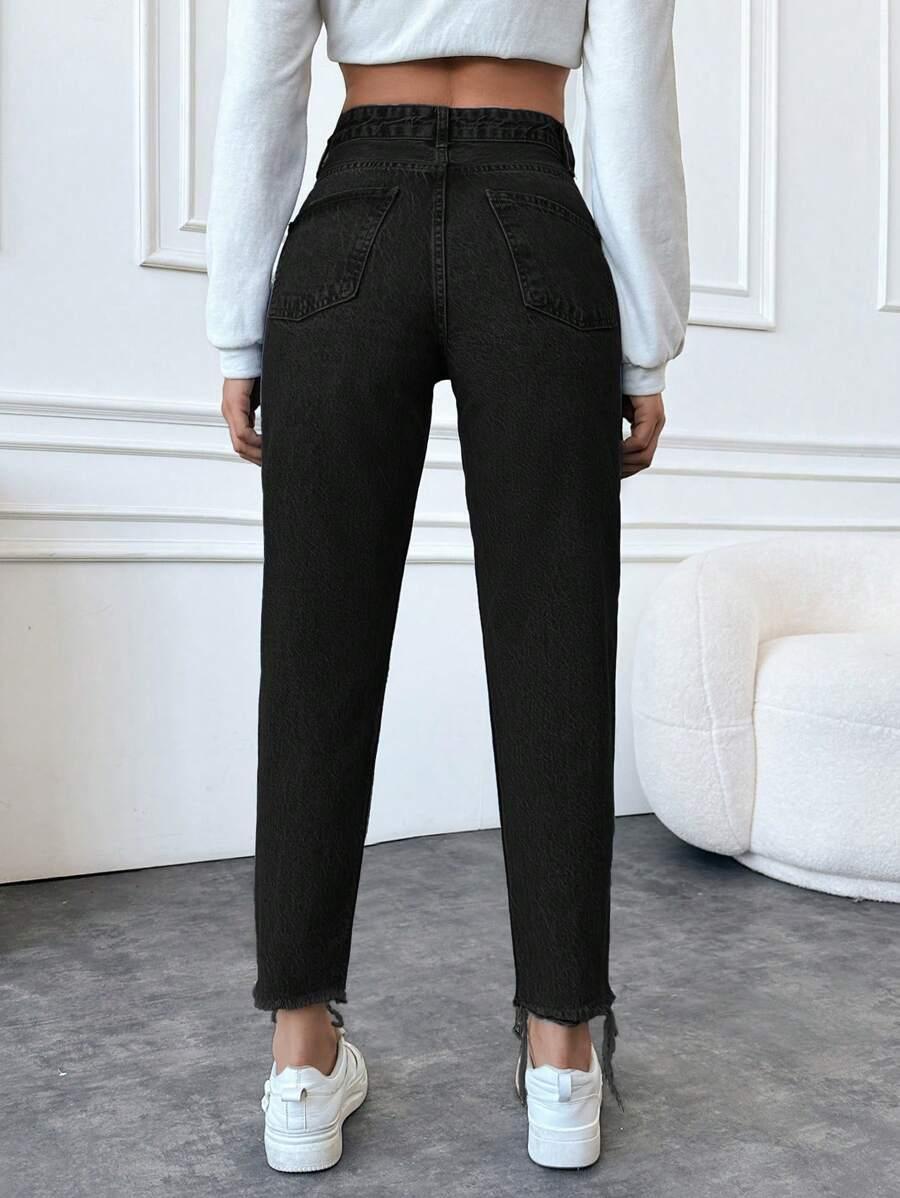 CZARNE MOM JEANS