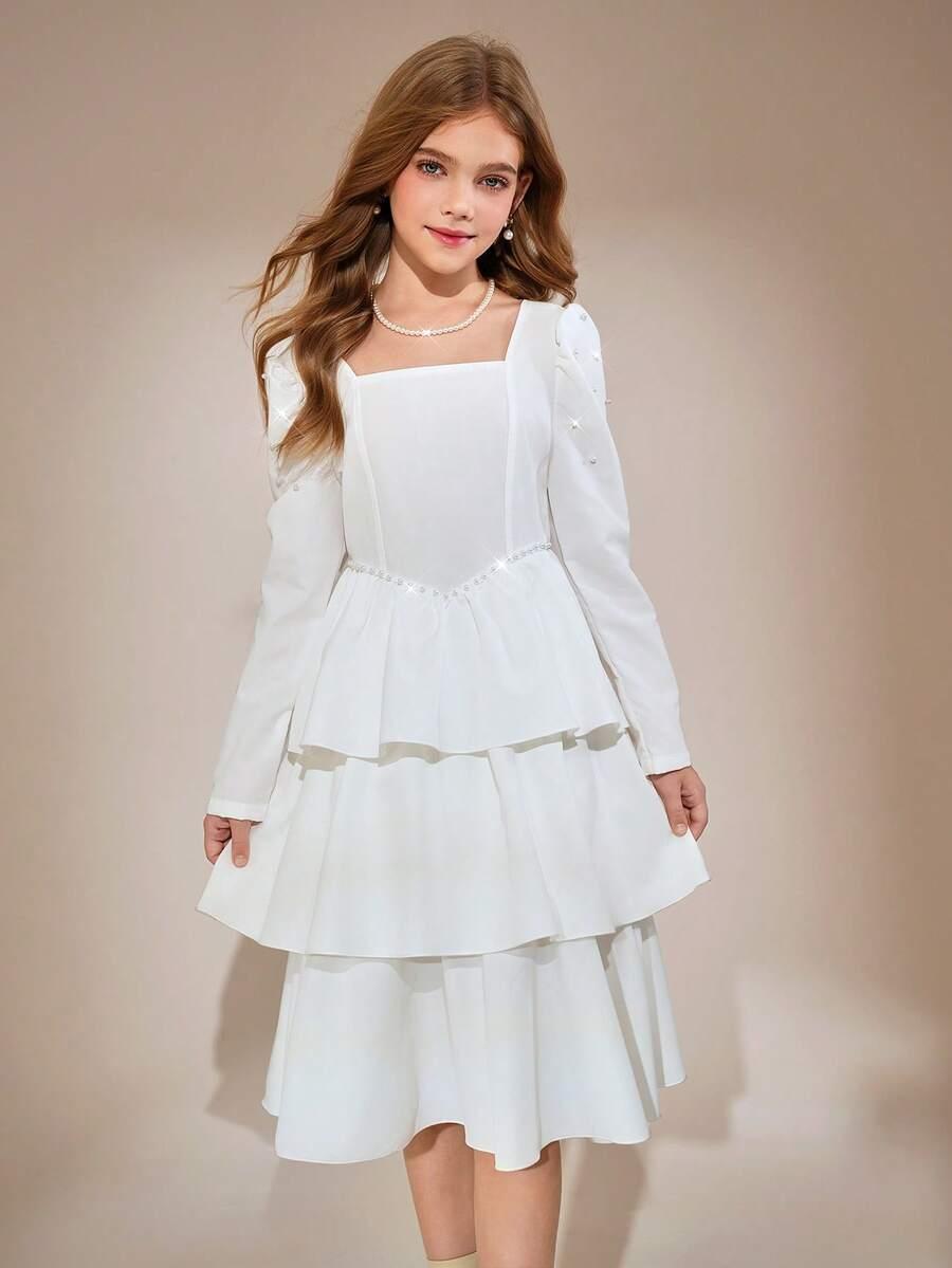 ELEGANCKA SUKIENKA Z OZODBNYMI PEREŁKAMI