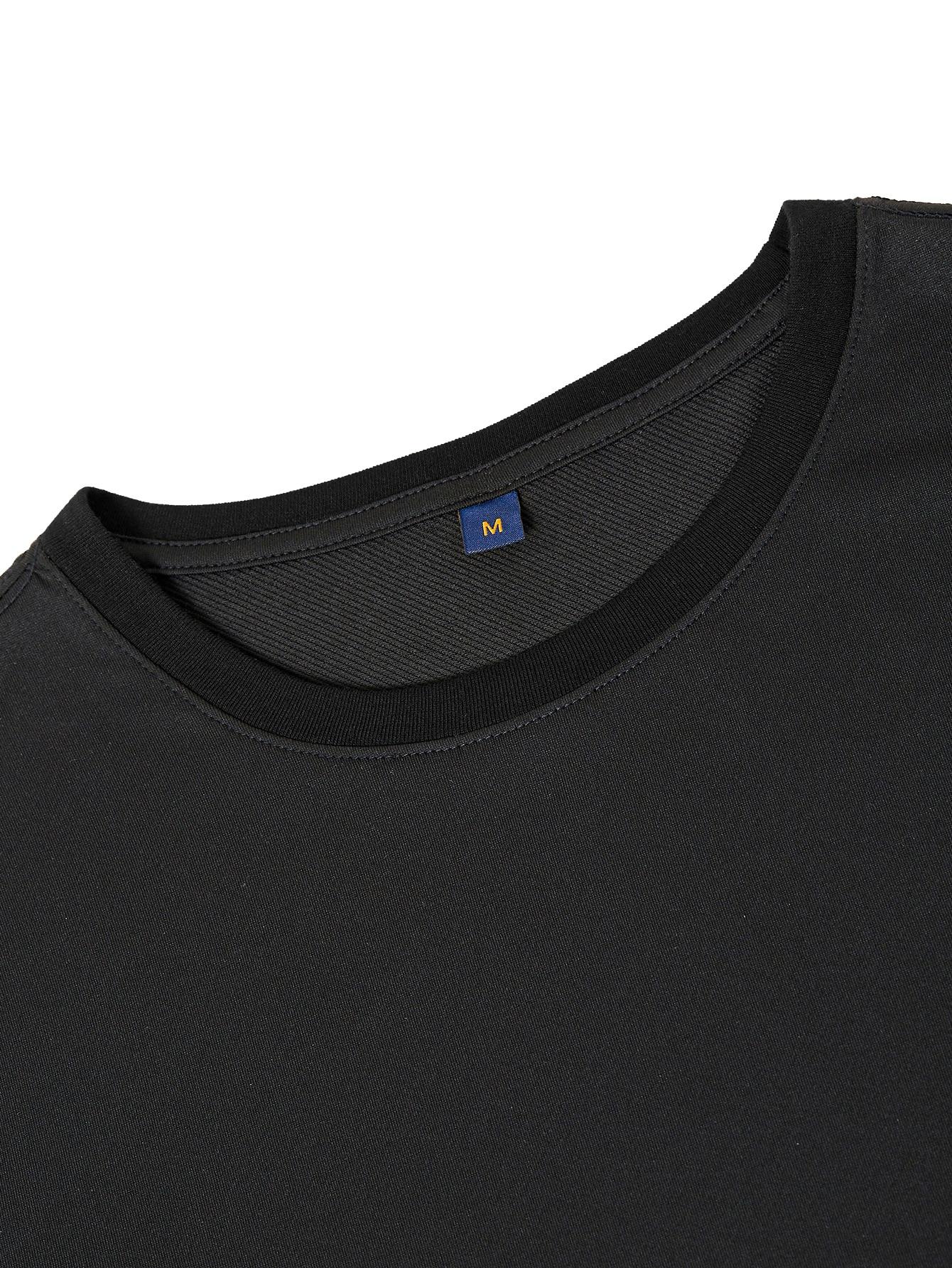CZARNY T-SHIRT OKRĄGŁY DEKOLT