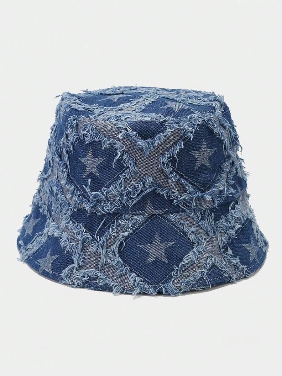 niebieski jeansowy kapelusz bucket