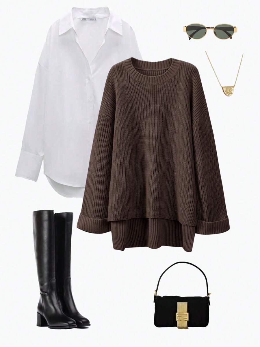 brązowy sweter oversize