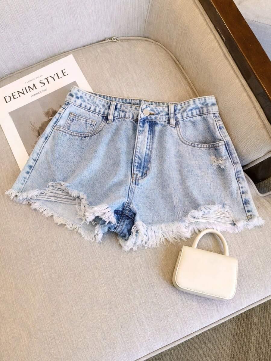 spodenki jeans przetarcia