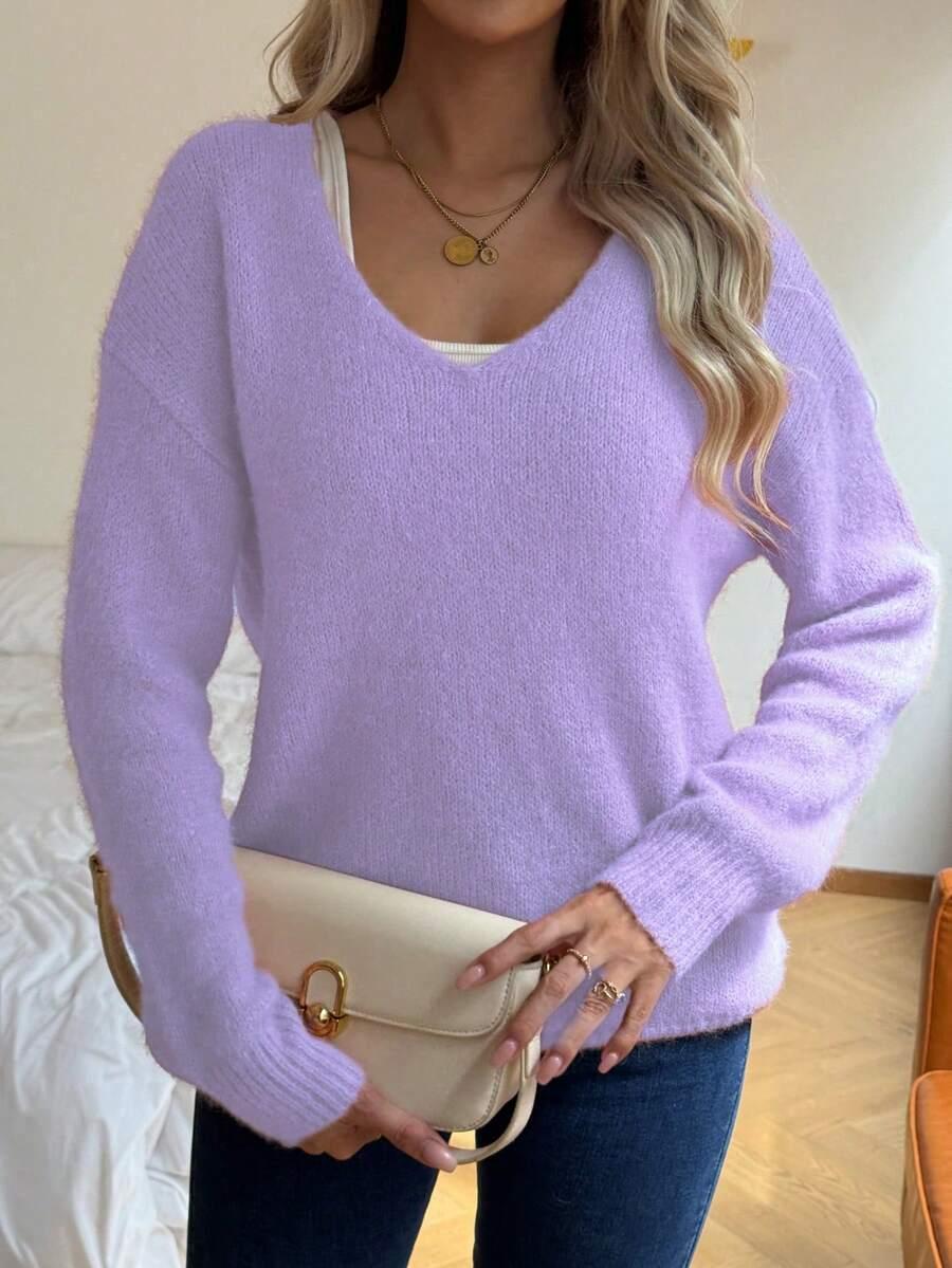 fioletowy dzianinowy sweter 
