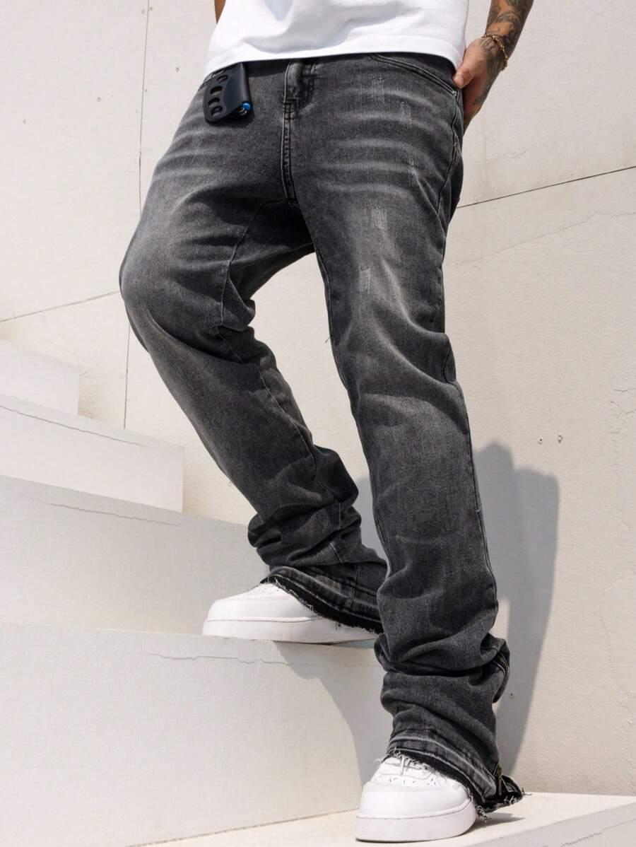 SZARE SPODNIE JEANS KIESZENIE