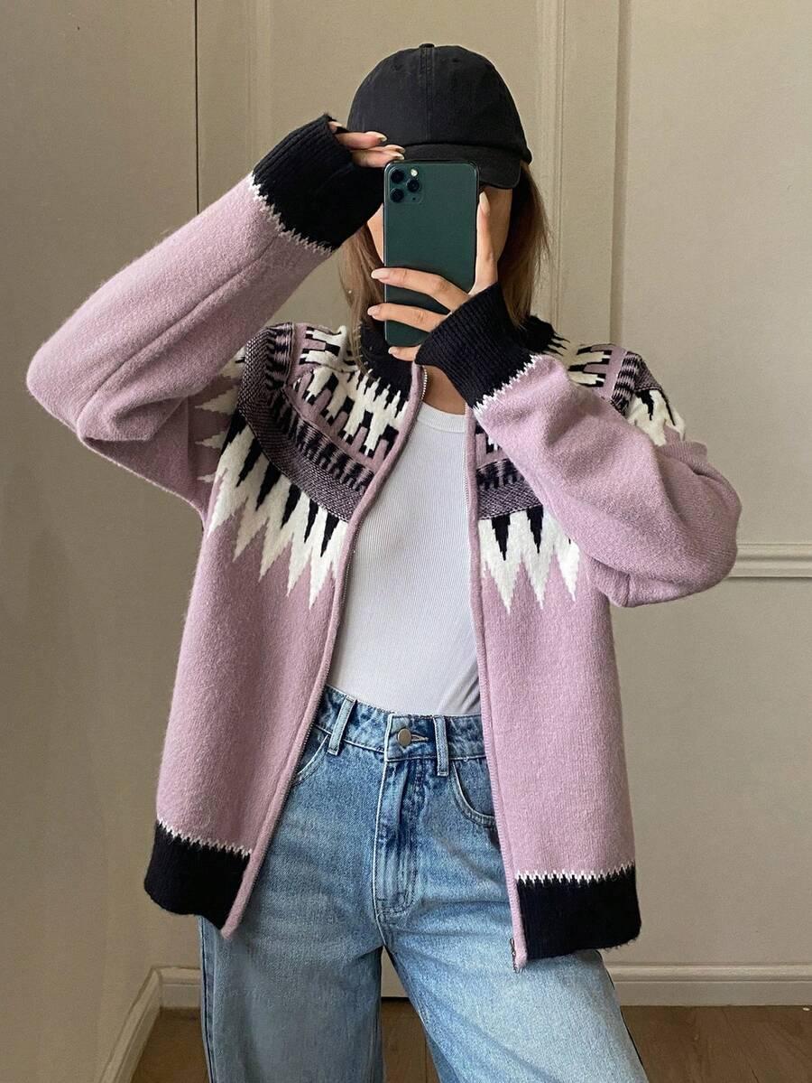 sweter dzianina zamek