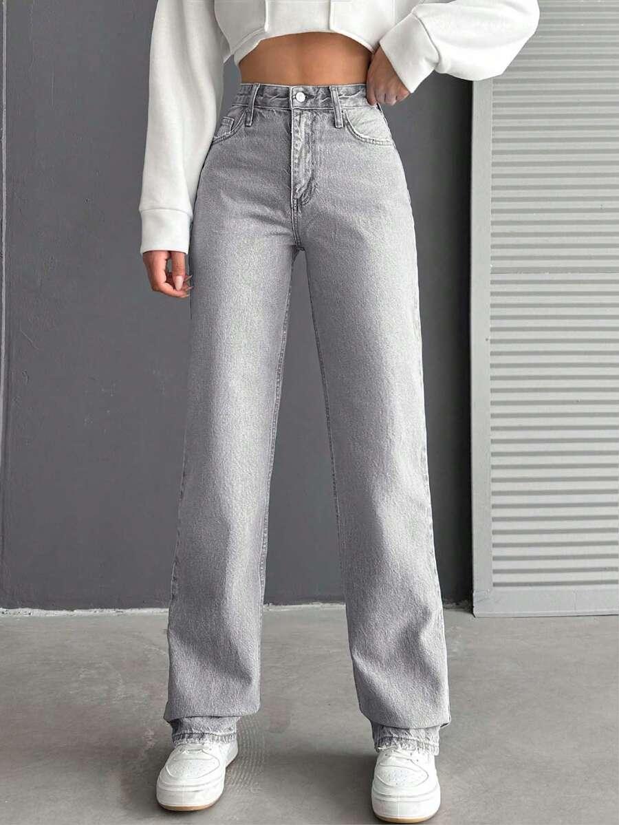 SZARE SPODNIE JEANS