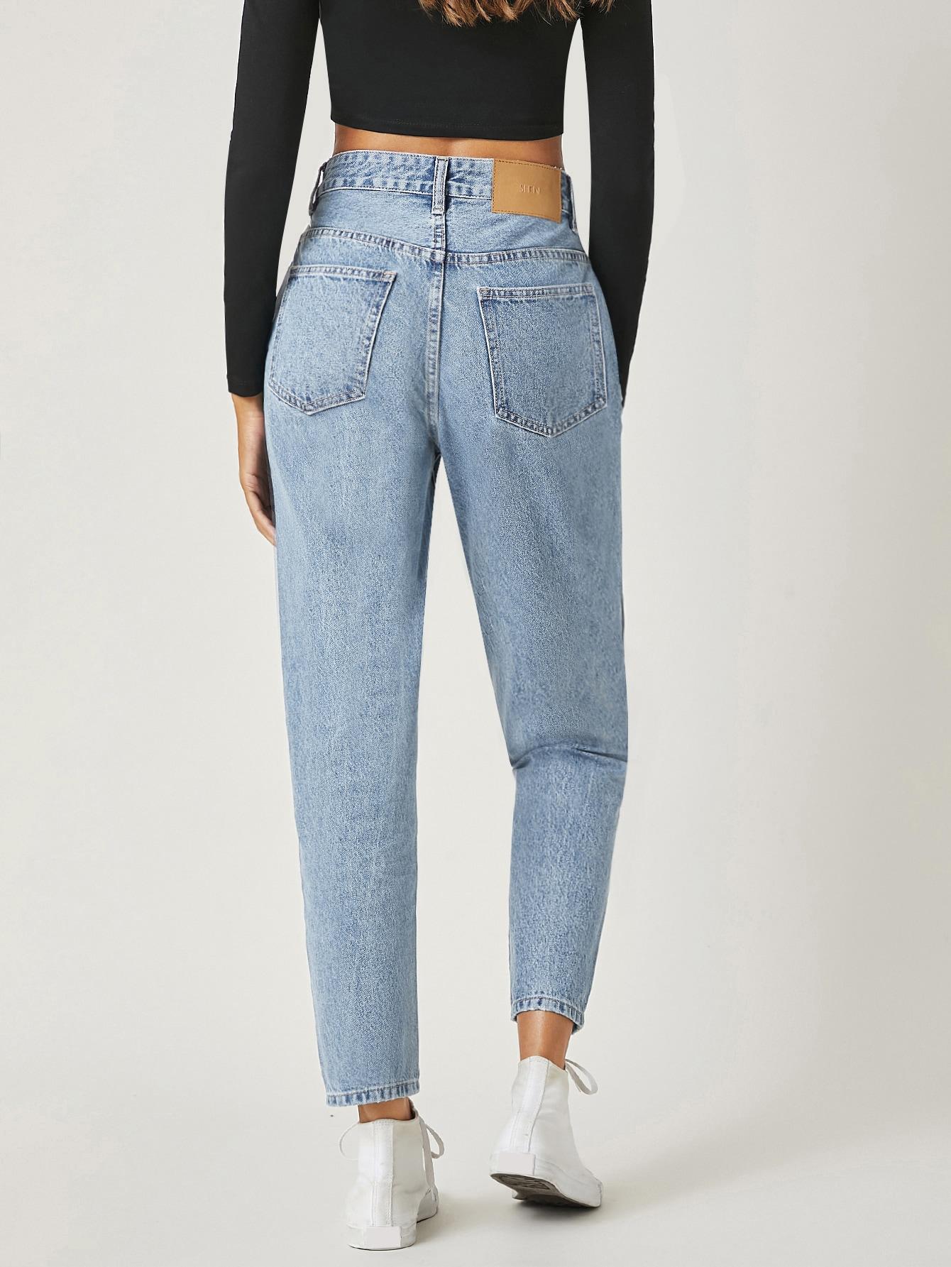 JEANSY DAMSKIE MOM JEANS BAWEŁNA WYSOKI STAN