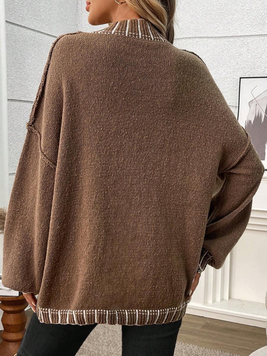 brązowy sweter długi rękaw