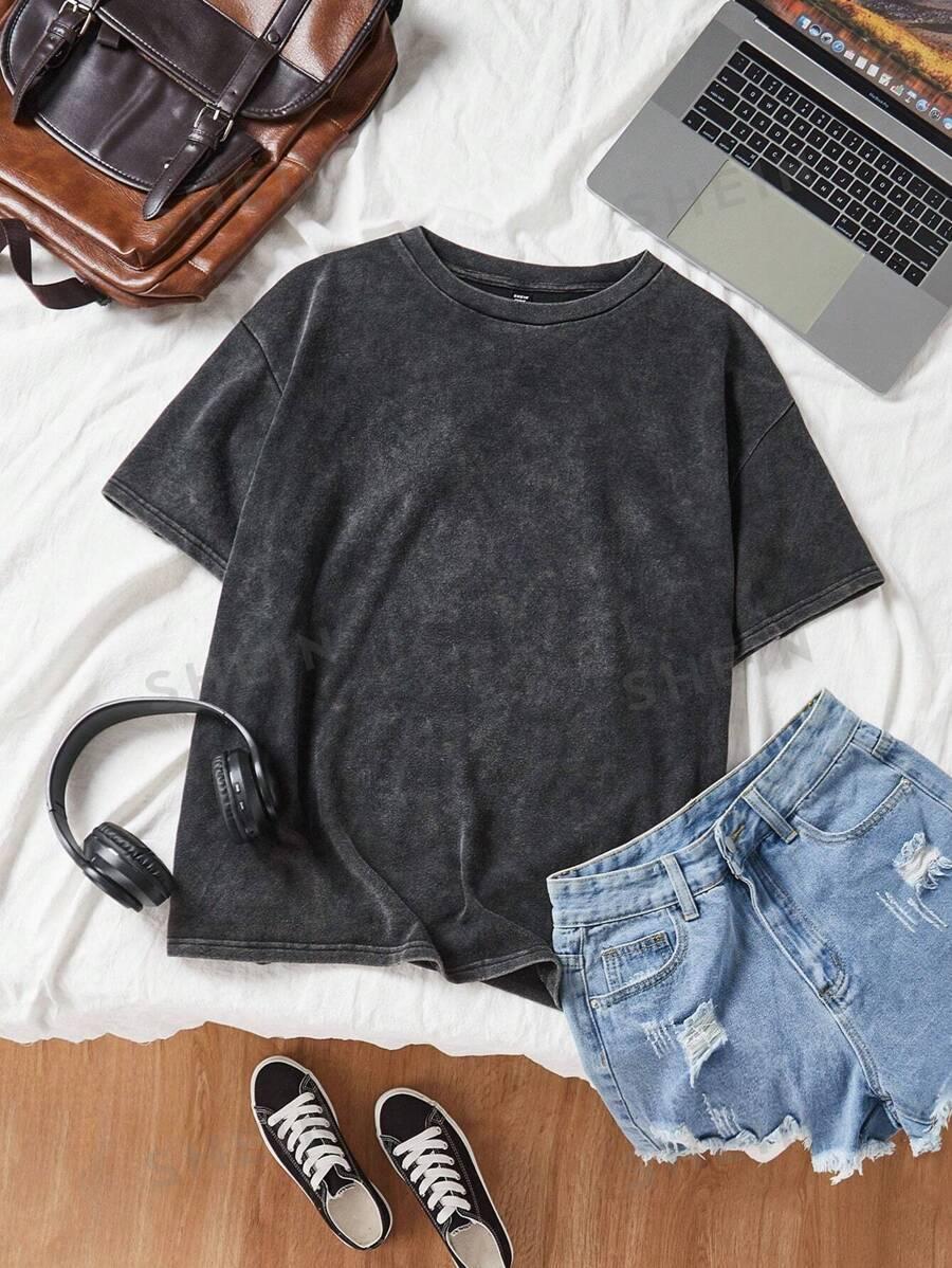 czarny t-shirt washed