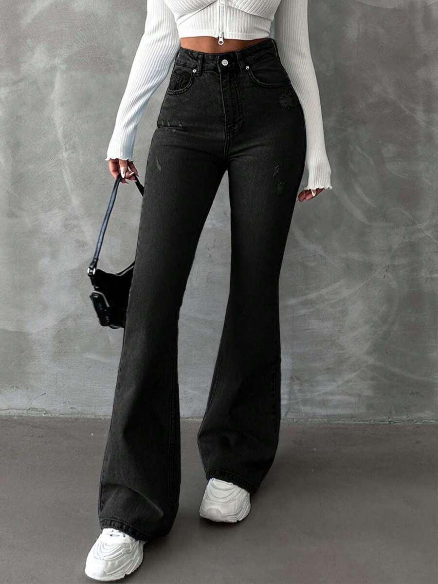 CZARNE SPODNIE JEANS