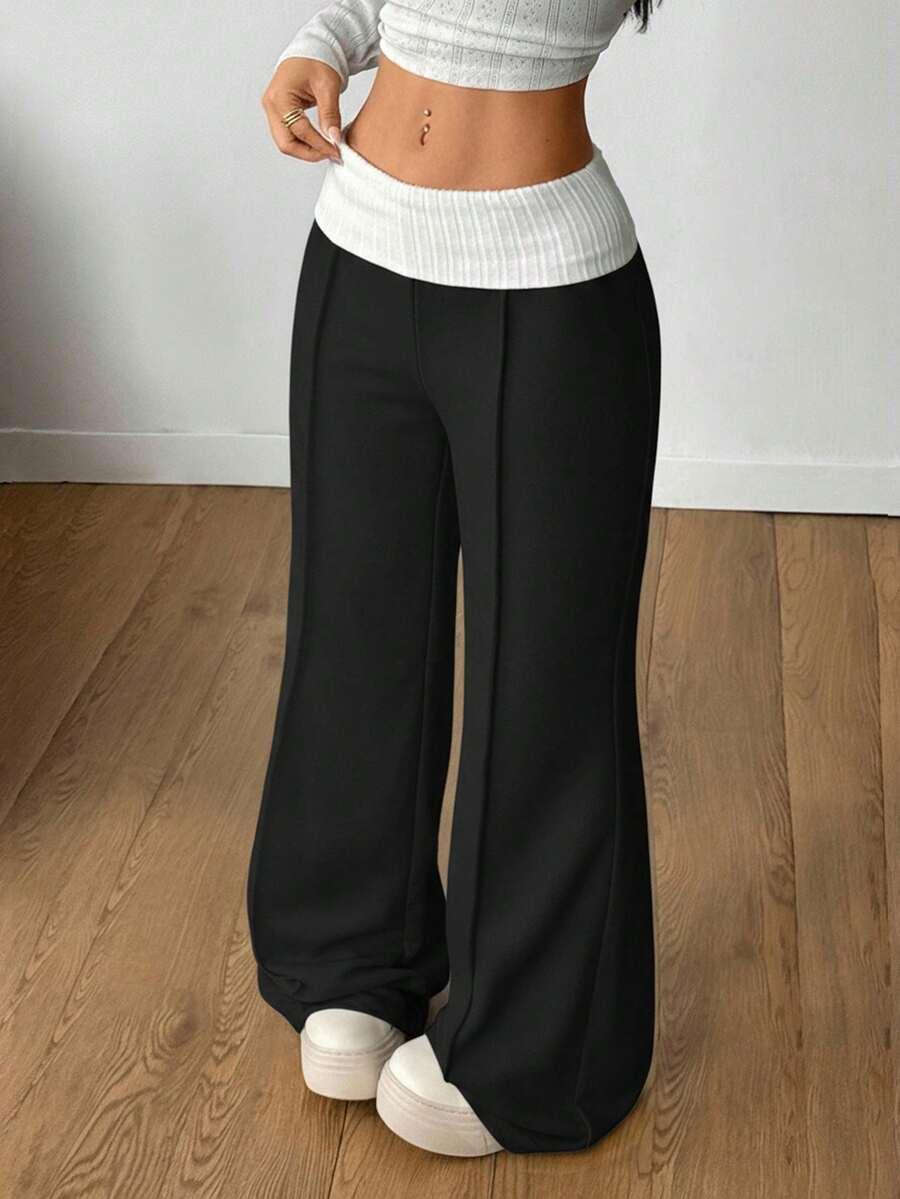 czarne spodnie casual kontrast 