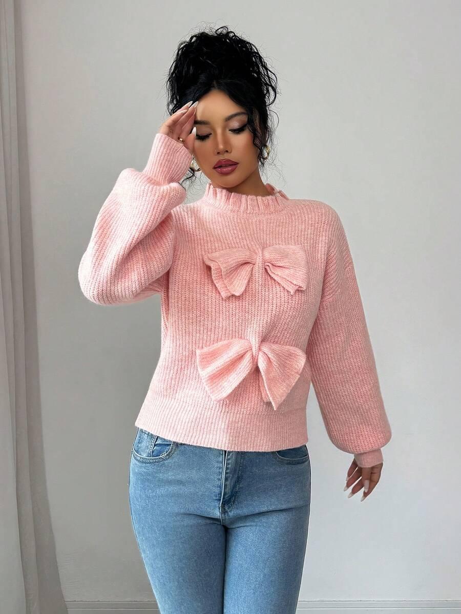 różowy sweter długi rękaw