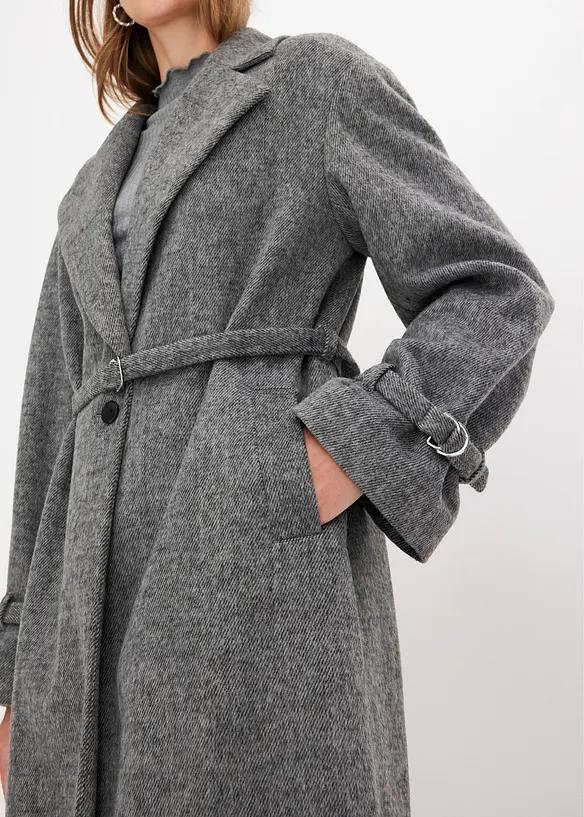 PŁASZCZ DAMSKI OVERSIZE PLUS SIZE DŁUGI RĘKAW BEZ KAPTURA GUZIKI