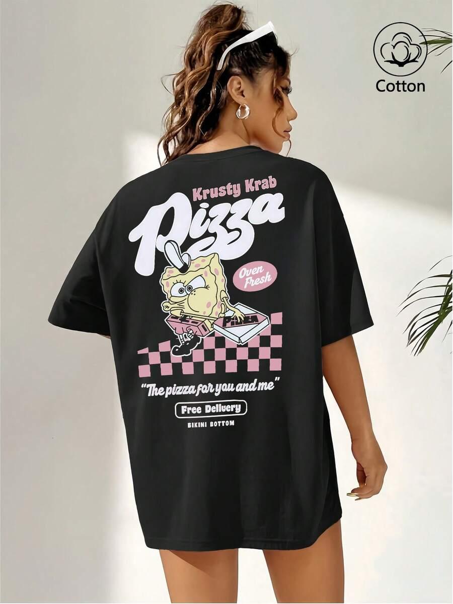 CZARNY T-SHIRT PRINT SPONGEBOB