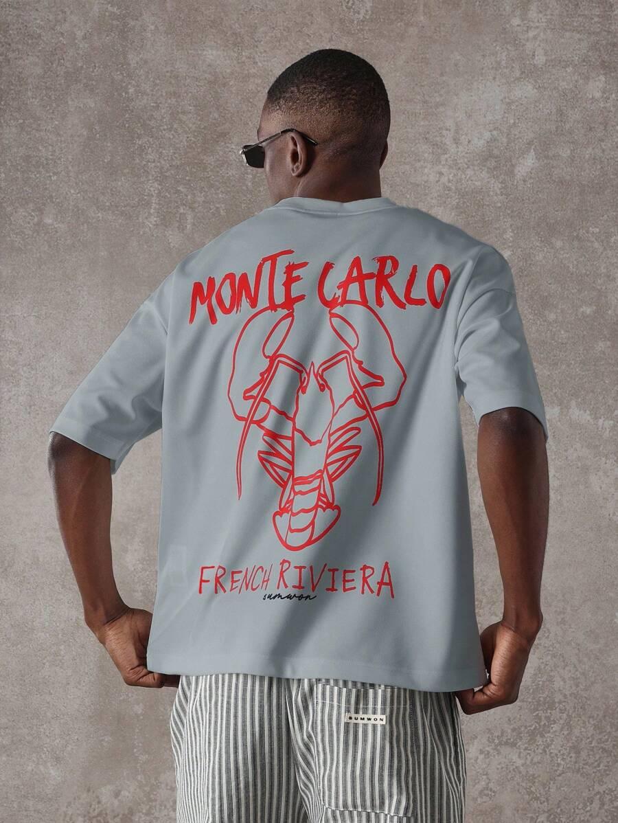 T-SHIRT MĘSKI Z NADRUKIEM NA PLECACH 