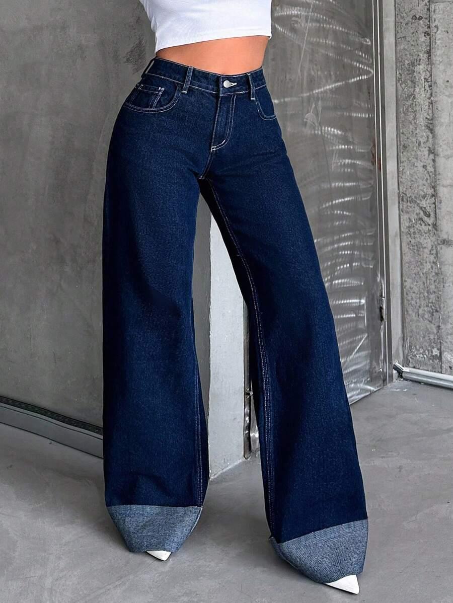 GRANATOWE SPODNIE JEANS