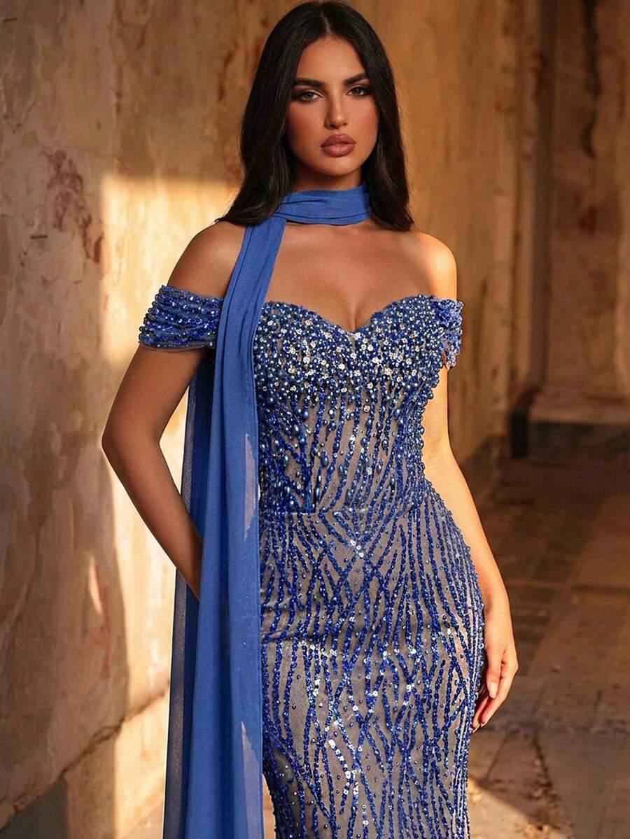 NIEBIESKA MAXI SUKIENKA