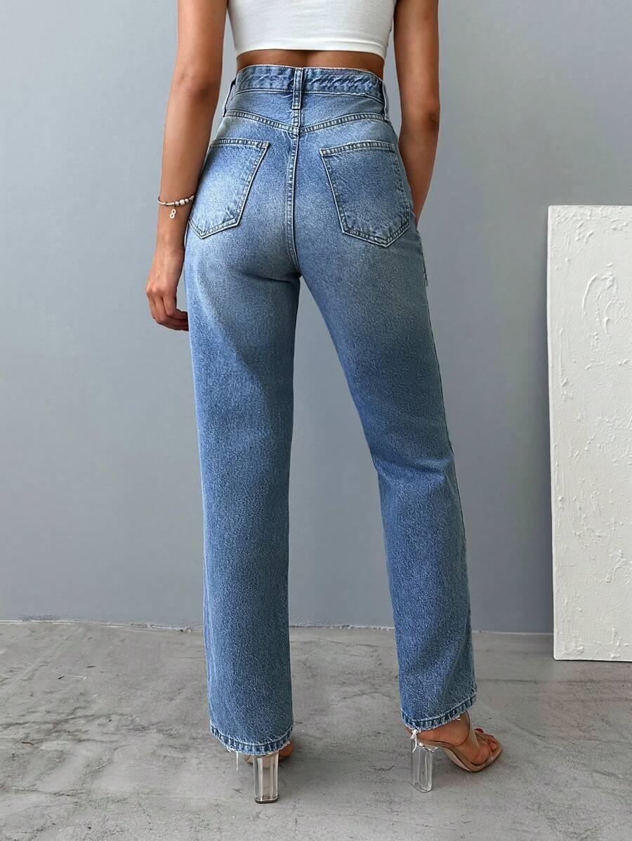 NIEBIESKIE PROSTE SPODNIE JEANS 